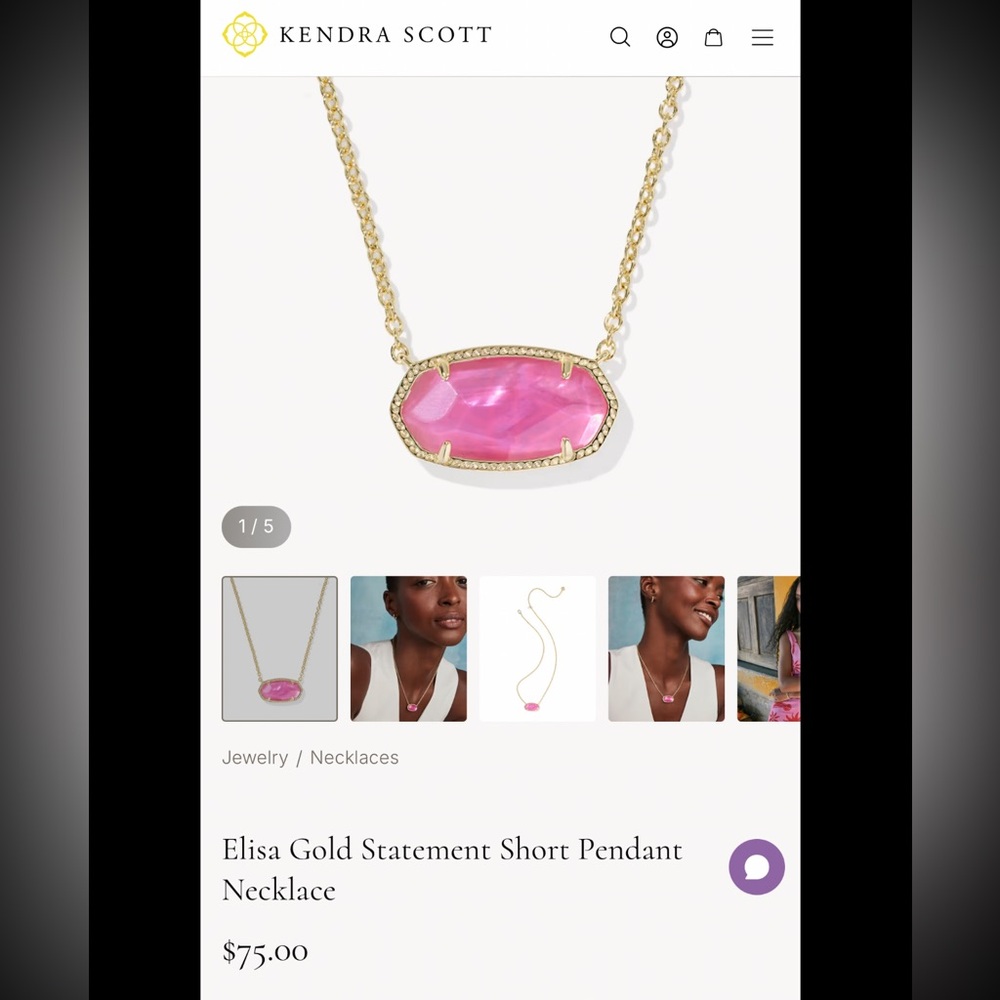 Kendra Scott Elisa Gold Statement Short Pendant Necklace ‘Azalea Illusion’